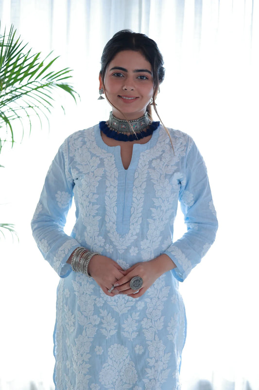 Sana Powder Blue Linen Slub Cotton