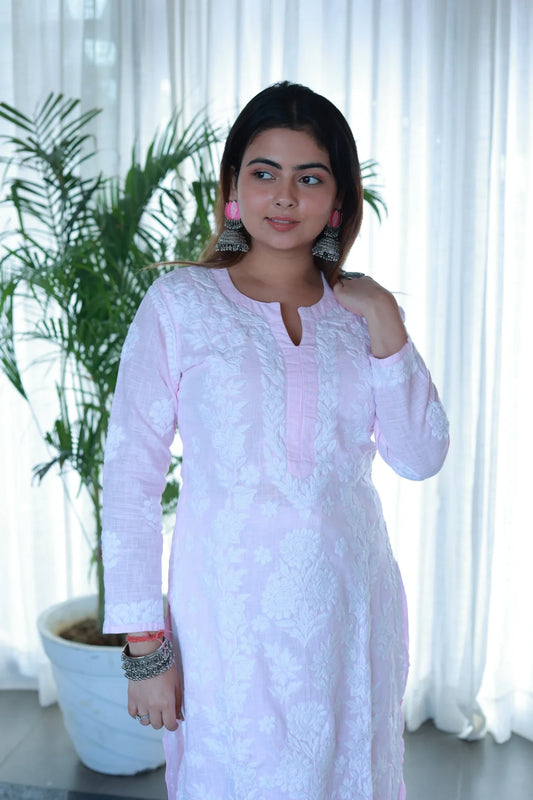 Sana Baby Pink Linen Slub Cotton