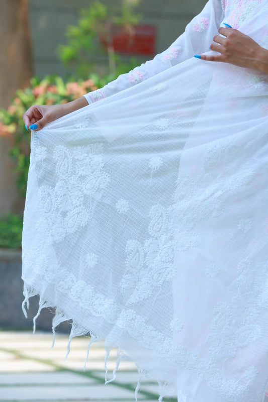 White Kota Dupatta