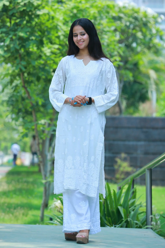 Nida Pure White Viscose Kurti