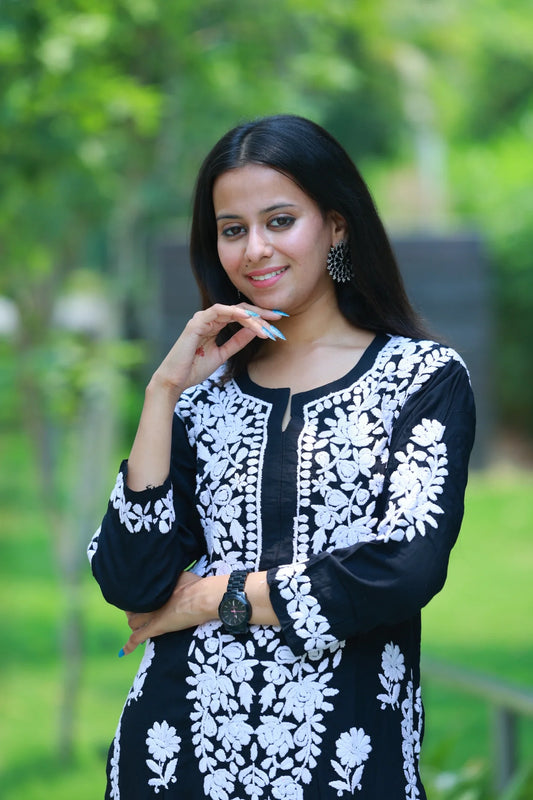 Mehroon Black White Modal Co-Ord Set