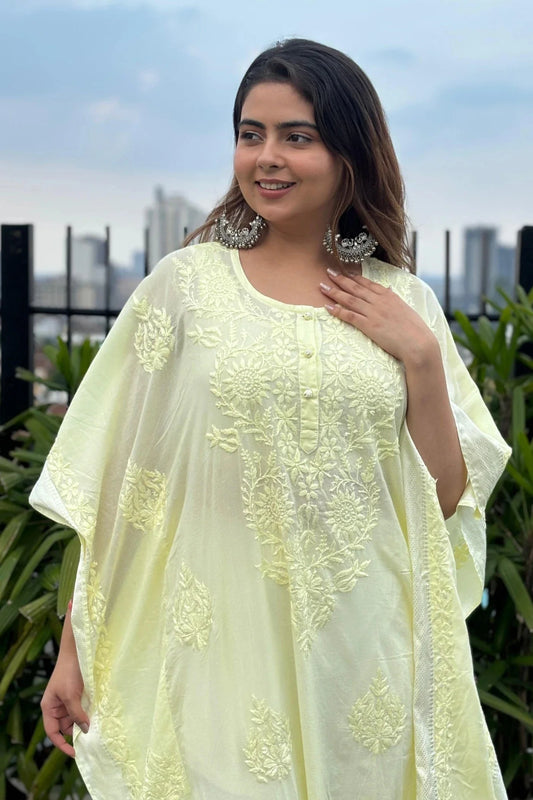 Hanya Yellow Mul Cotton Kaftan