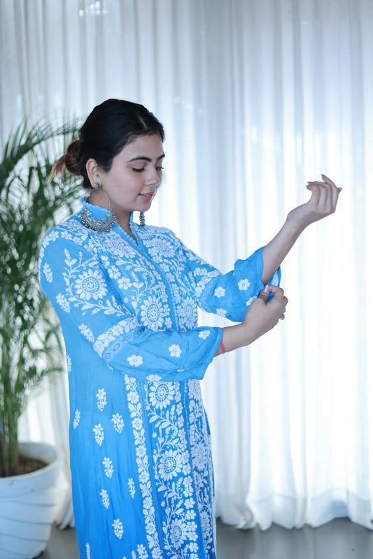 Heer Persian Blue Ombre Muslin Kurti