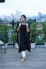 Hanya Black Mul Cotton Kaftan