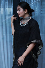 Hanya Black Mul Cotton Kaftan