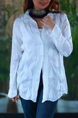 Zohra Pearl White Satin Shirt Shrug