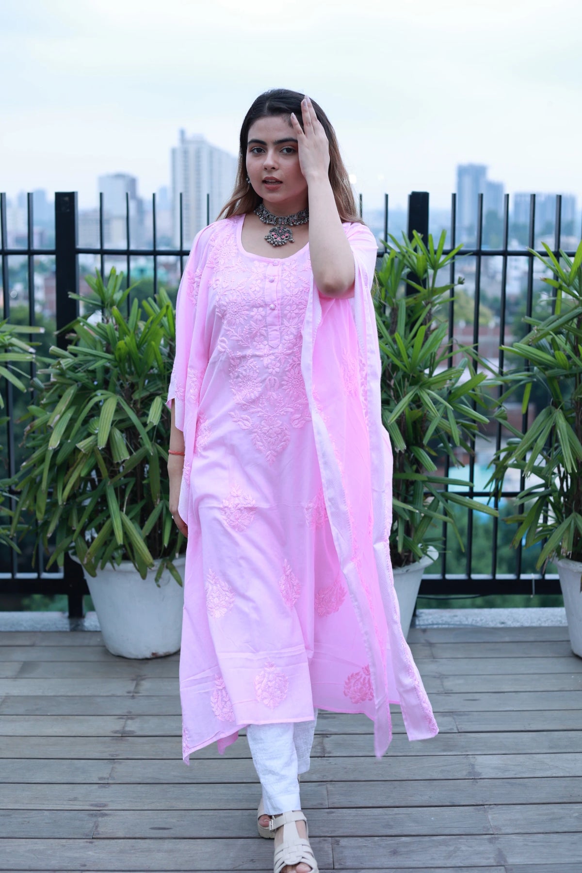 Hanya Baby Pink Mul Cotton Kaftan