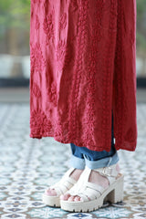 Seher Maroon Red Muslin Kurti