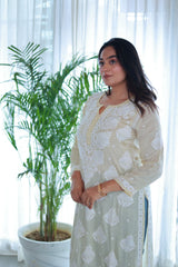 Husn Ivory Satin Kurti