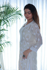 Guzaarish Beige Muslin Jaal Kurti