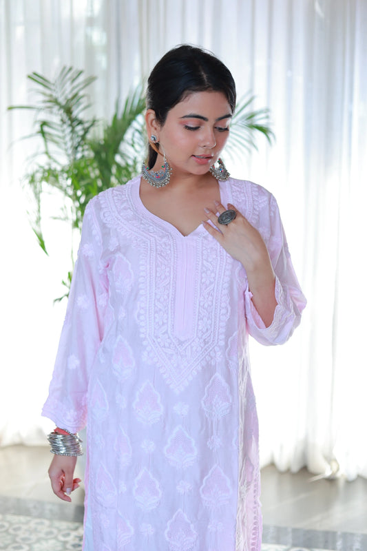 Guzaarish Lilac Muslin Jaal Kurti