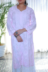 Guzaarish Lilac Muslin Jaal Kurti