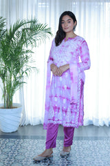 Amaira Violet Tie Dye Suit Set With Dupatta