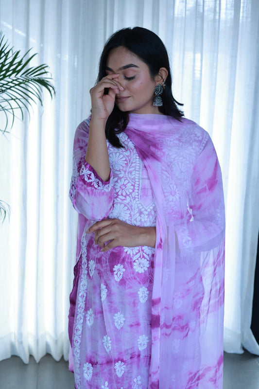 Amaira Violet Tie Dye Suit Set With Dupatta