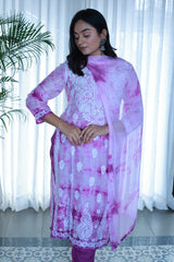 Amaira Violet Tie Dye Suit Set With Dupatta