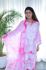 Amaira Pink Tie Dye Suit Set With Dupatta