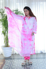 Amaira Pink Tie Dye Suit Set With Dupatta