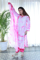 Amaira Pink Tie Dye Suit Set With Dupatta