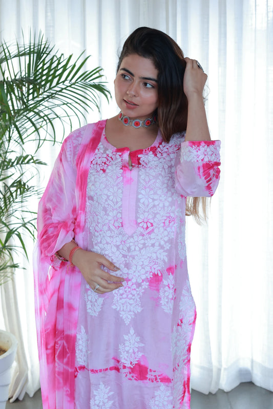 Amaira Pink Tie Dye Suit Set With Dupatta