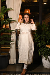 Chanderi Mukesh Off White Kurti