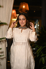 Chanderi Mukesh Off White Kurti