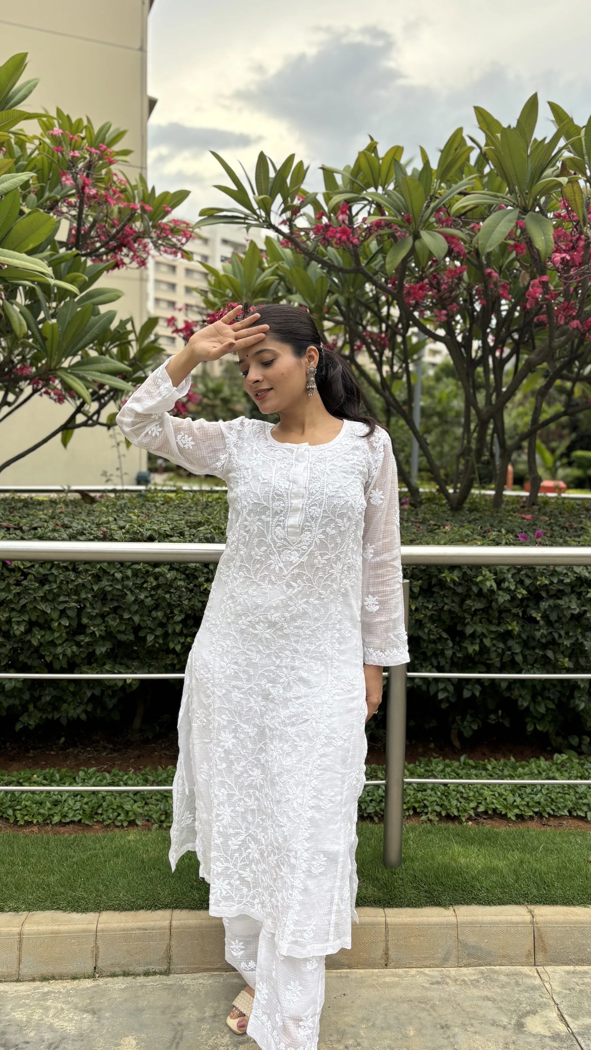 Rukhsar White Kota Doriya Co-ord Set with Lining