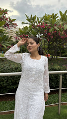 Rukhsar White Kota Doriya Co-ord Set with Lining