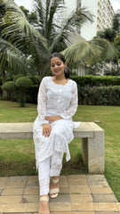 Rukhsar White Kota Doriya Co-ord Set with Lining
