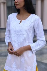 Saira White Modal Cotton Short Top