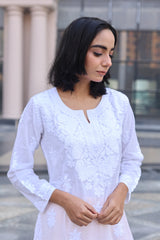 Saira White Modal Cotton Short Top