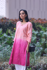 Sama Pink Magenta Double Shaded Muslin Kurti With Mukesh