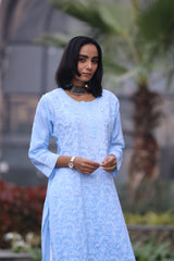 Heba Ombre Blue Mul Cotton Kurti