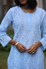 Heba Ombre Blue Mul Cotton Kurti