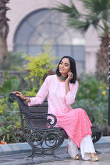 Heba Ombre Pink Mul Cotton Kurti