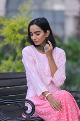 Heba Ombre Pink Mul Cotton Kurti