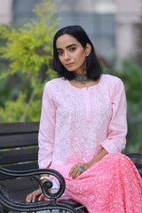 Heba Ombre Pink Mul Cotton Kurti