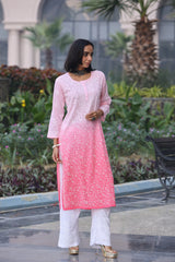 Heba Ombre Pink Mul Cotton Kurti