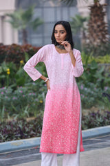 Heba Ombre Pink Mul Cotton Kurti