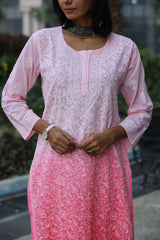 Heba Ombre Pink Mul Cotton Kurti