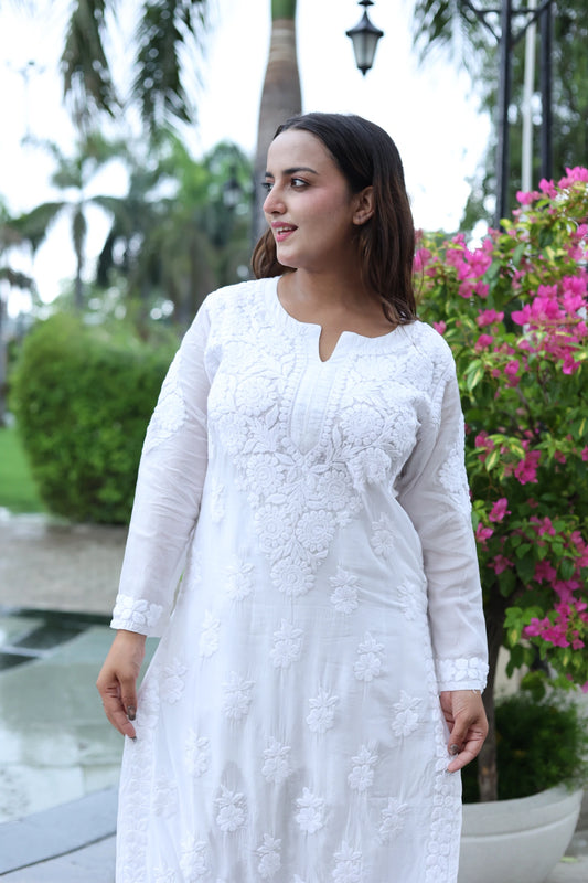 Pure White Muslin Kurti