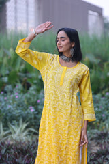 Heba Ombre Yellow Mul Cotton Kurti