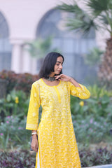 Heba Ombre Yellow Mul Cotton Kurti