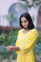 Heba Ombre Yellow Mul Cotton Kurti