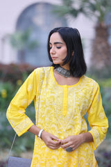 Heba Ombre Yellow Mul Cotton Kurti