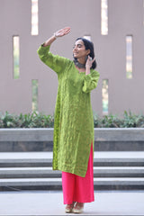 Inaya Leaf Green Mul Cotton Kurti