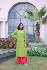 Inaya Leaf Green Mul Cotton Kurti