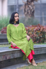 Inaya Leaf Green Mul Cotton Kurti