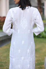 Tasnim Pure White Muslin Kurti