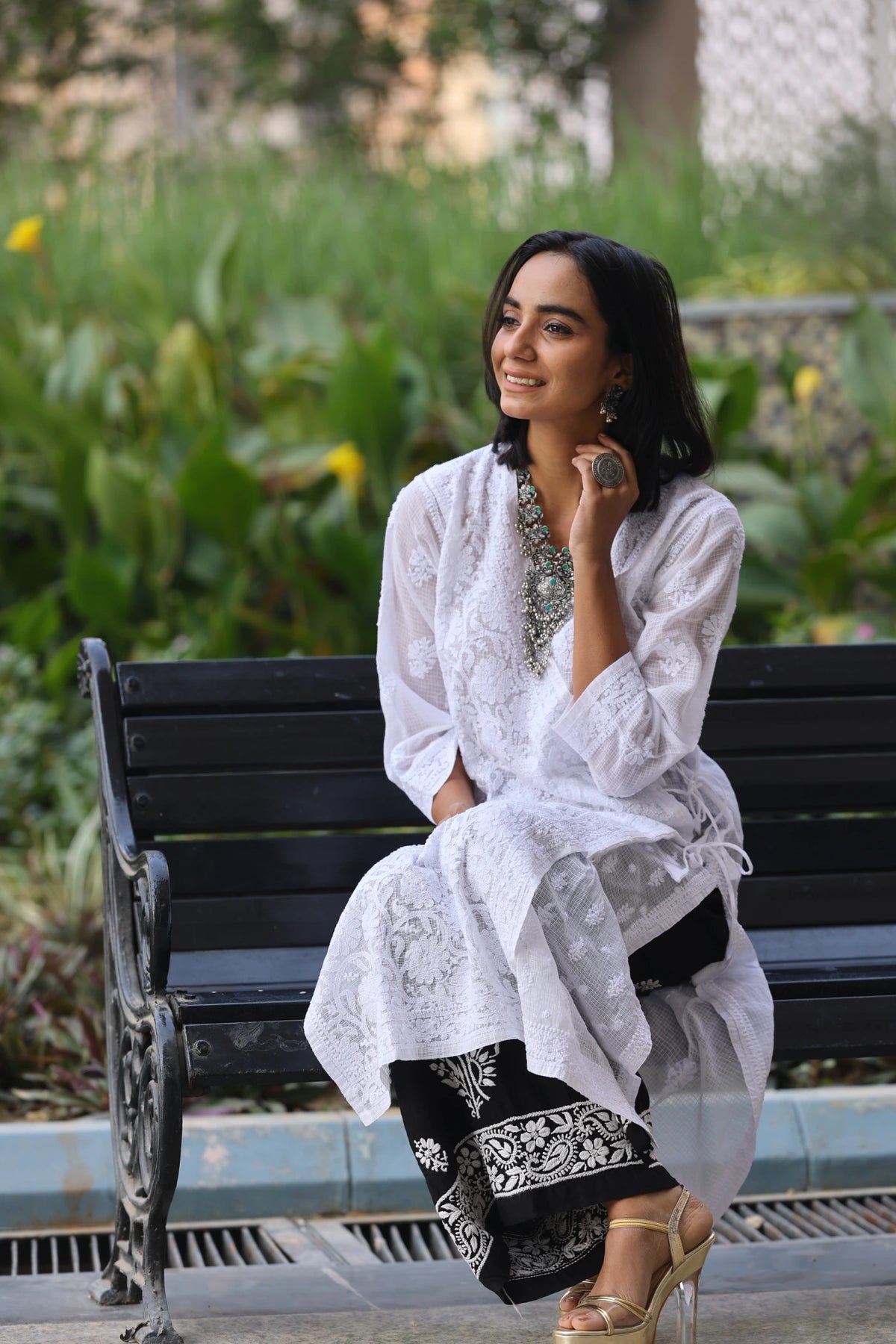 Jannat Pure White Kota Angrakha Kurti