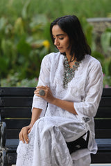 Jannat Pure White Kota Angrakha Kurti